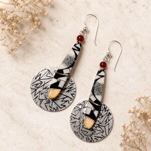 Boho Inspired Silver Tone Geometric Drop Earrings